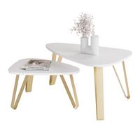 SATZTISCH NOA Stahlgestell, Freiform, Gold / Arktisweiß - Goldfarben/Weiß, Holzwerkstoff/Metall (94/60/42cm) - Idohome