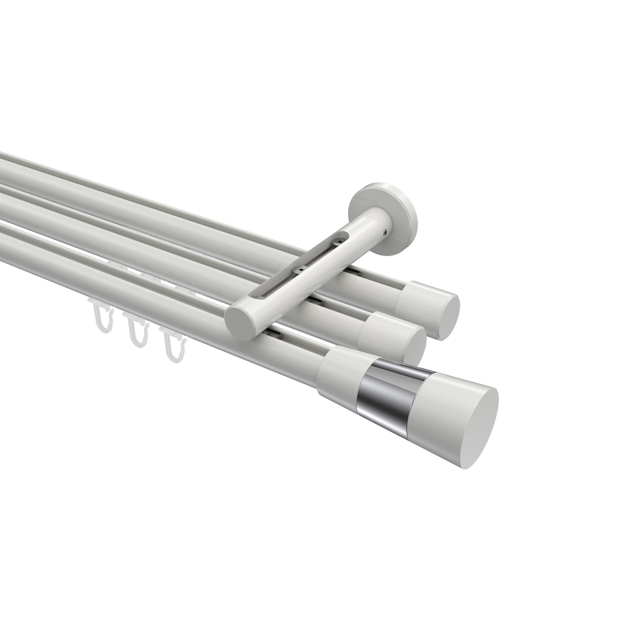 GARDINENSTANGE INNENLAUF Siteno Tanara 100 cm, 3-läufig, 20 mm Ø Weiß - Chromfarben/Weiß, Metall (100cm) - INTERDECO
