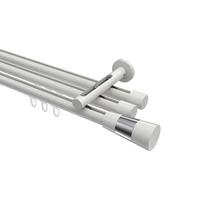 GARDINENSTANGE INNENLAUF Siteno Tanara 320 cm (geteilt in 2 x 160 cm), 3-läufig, 20 mm Ø Weiß - Chromfarben/Weiß, Metall (320cm) - INTERDECO