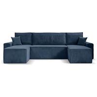 WOHNLANDSCHAFT Hektor U mit Schlaffunktion dunkelblau - Schwarz/Dunkelblau, Kunststoff/Textil (318/94/152cm) - Beautysofa