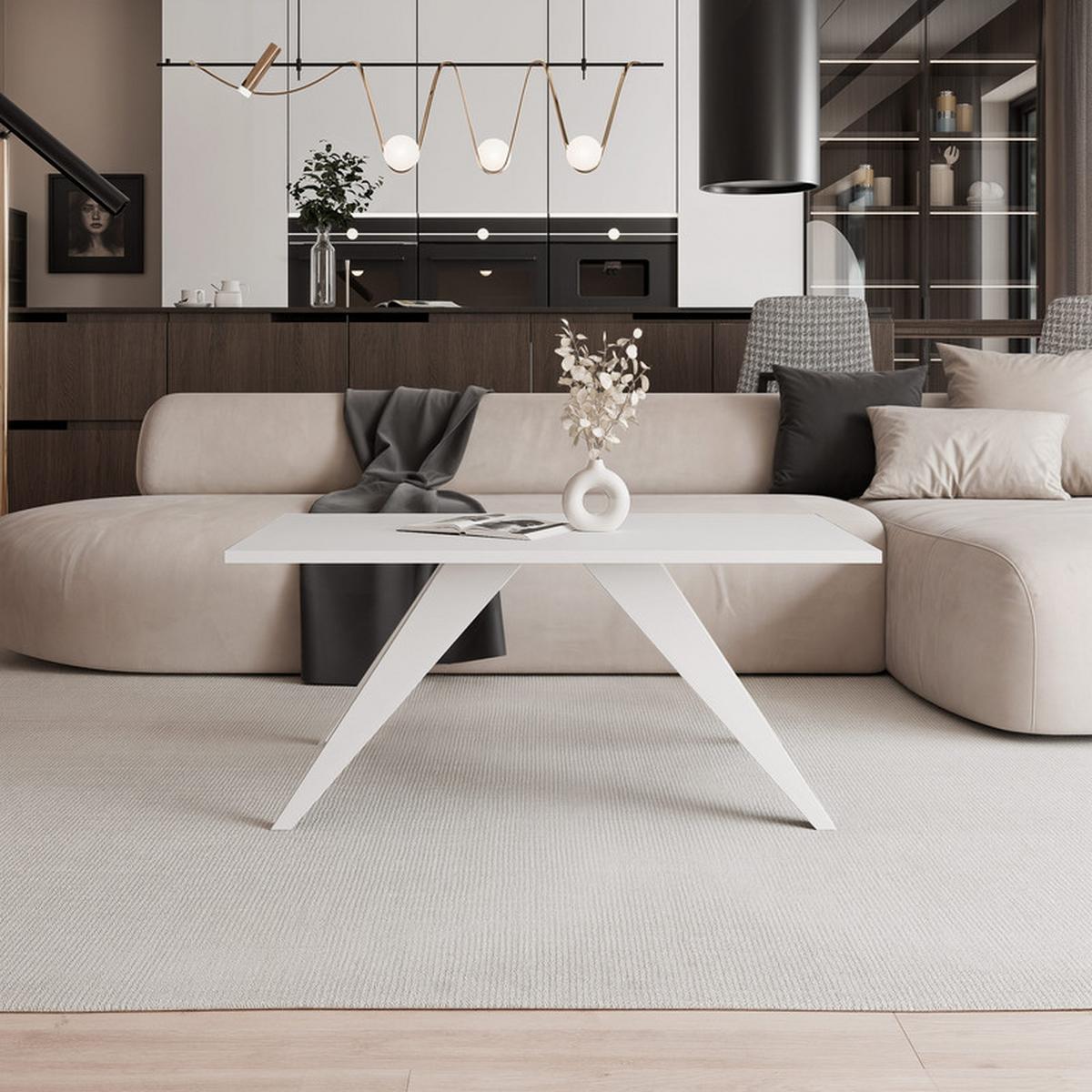 COUCHTISCH AIRA 120/60/48 cm Rechteckig, Weiß - Weiß, Metall (60/120/48cm) - Idohome