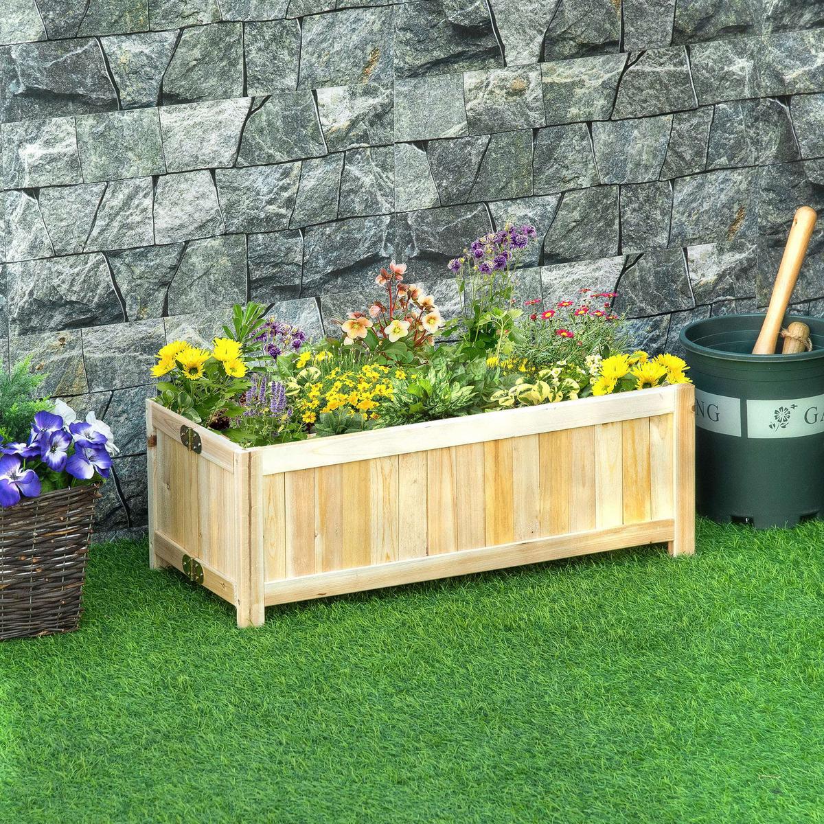 HOCHBEET, Naturfarben - Naturfarben, Holz (30/25/70cm) - Outsunny