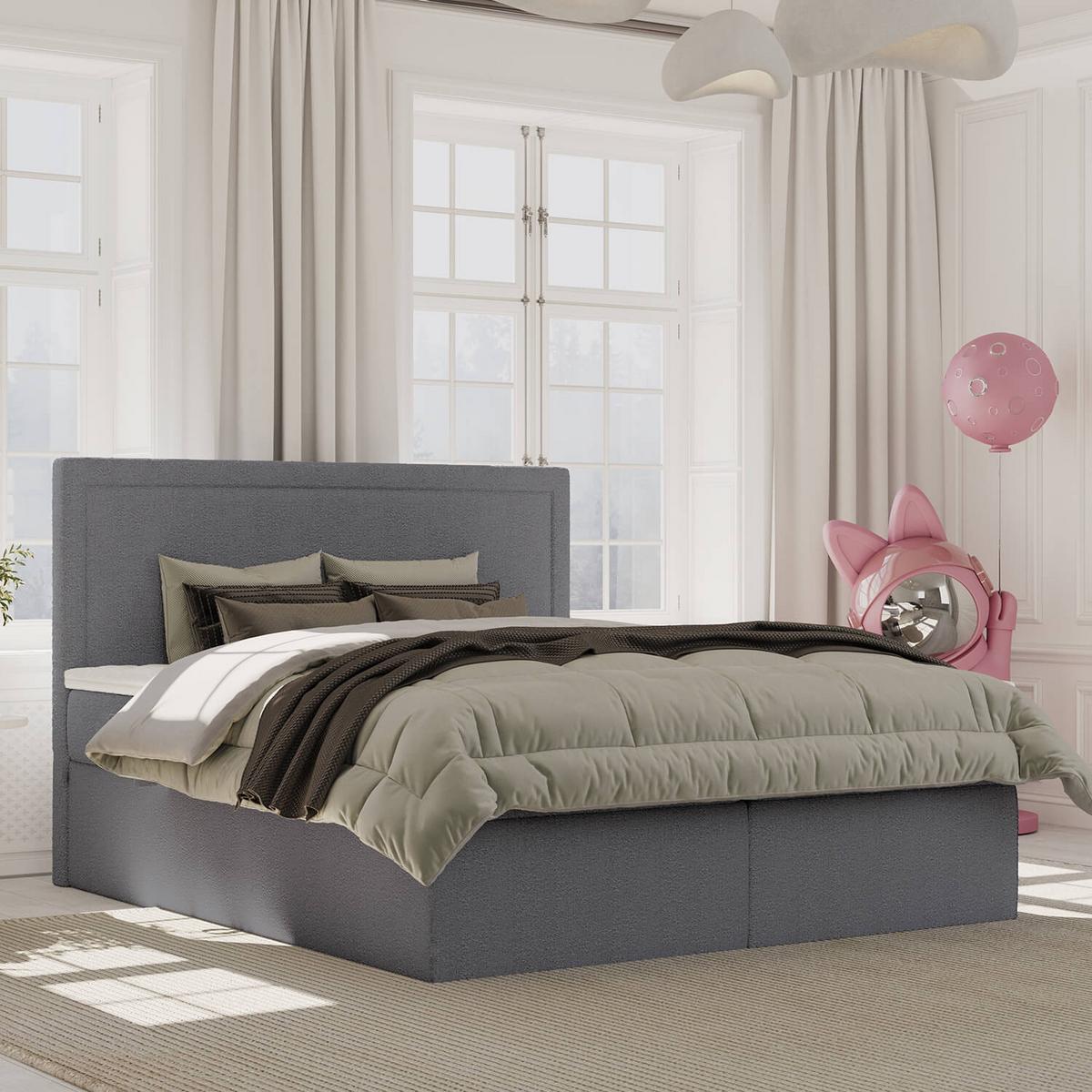 BOXBETT Jodan 180/200 cm Anthrazit im Baloo Stoff - Anthrazit/Schwarz, Holz/Holzwerkstoff (180/200cm) - AltaBeds