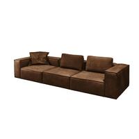 SOFA CARMO Braun Leder - Schwarz/Braun, Leder/Kunststoff (366/68/118cm) - KAWOLA