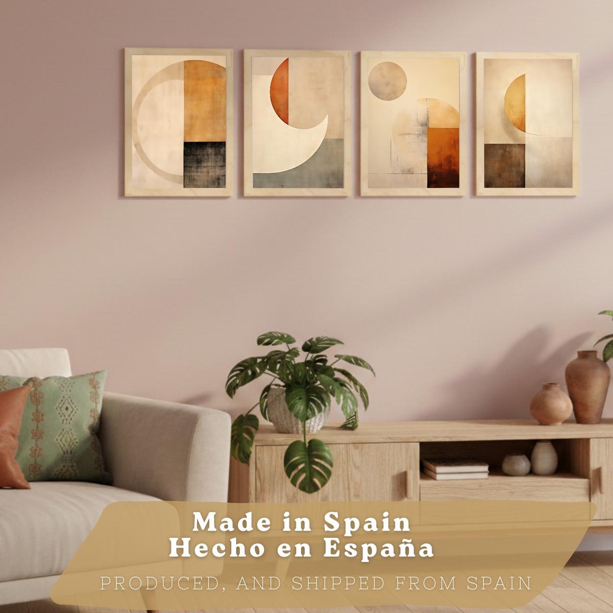 POSTER Set of 2 Beige Abstract Shape Wall Art Modern Living Room Bedroom Kitchen Bathroom Decor Leichter Holzrahmen A3 - Beige, Papier (29.7/1/42cm) - Nacnic