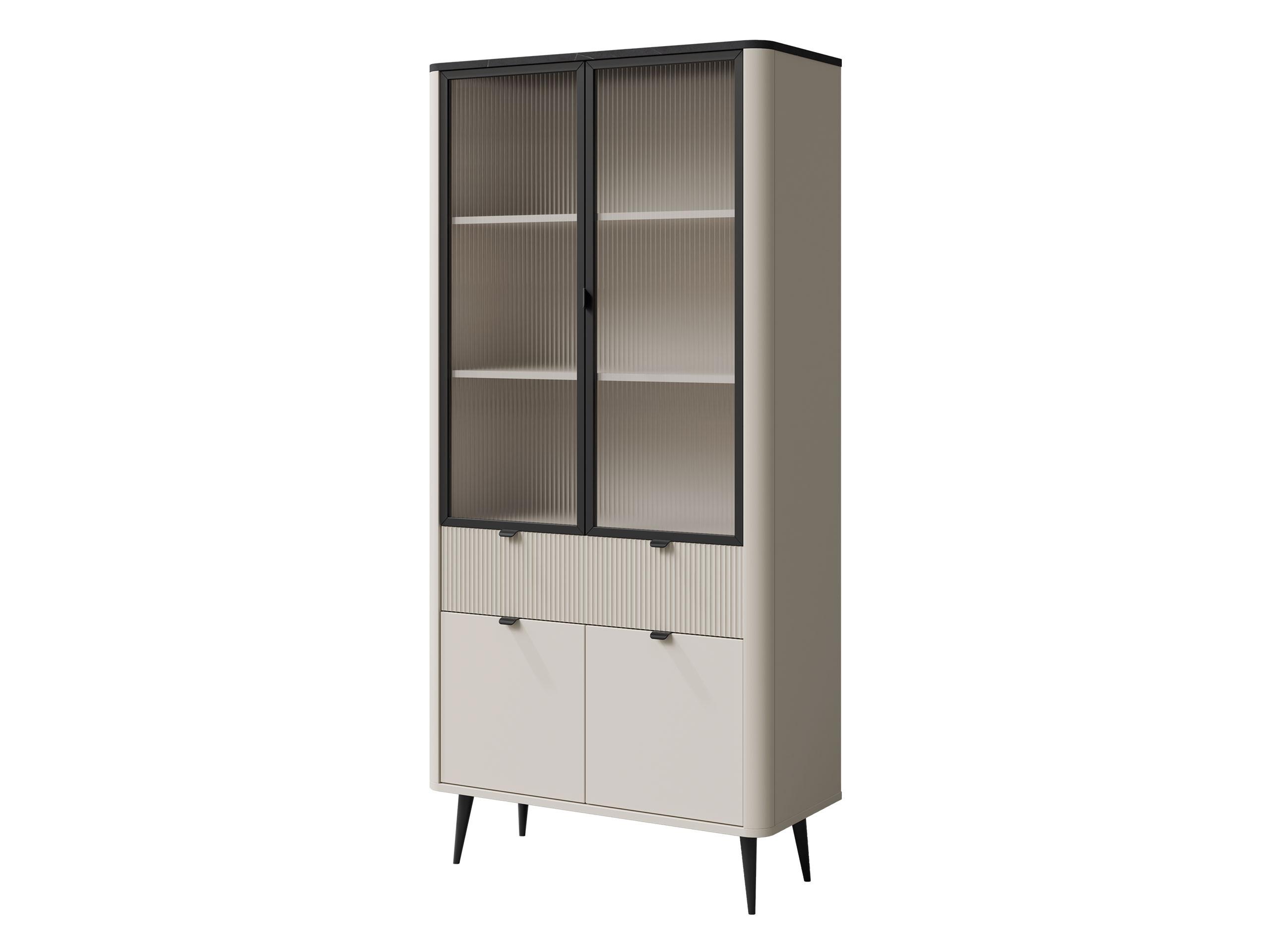 VITRINE Marly 1SD2W RE02 - Kaschmir/Schwarz, Holzwerkstoff/Metall (90/191/40cm) - MIRJAN24
