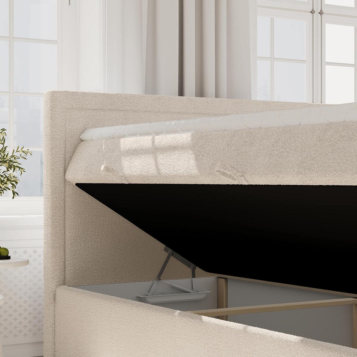BOXBETT Jodan 120/200 cm Beige im Baloo Stoff - Beige/Schwarz, Holz/Holzwerkstoff (120/200cm) - AltaBeds