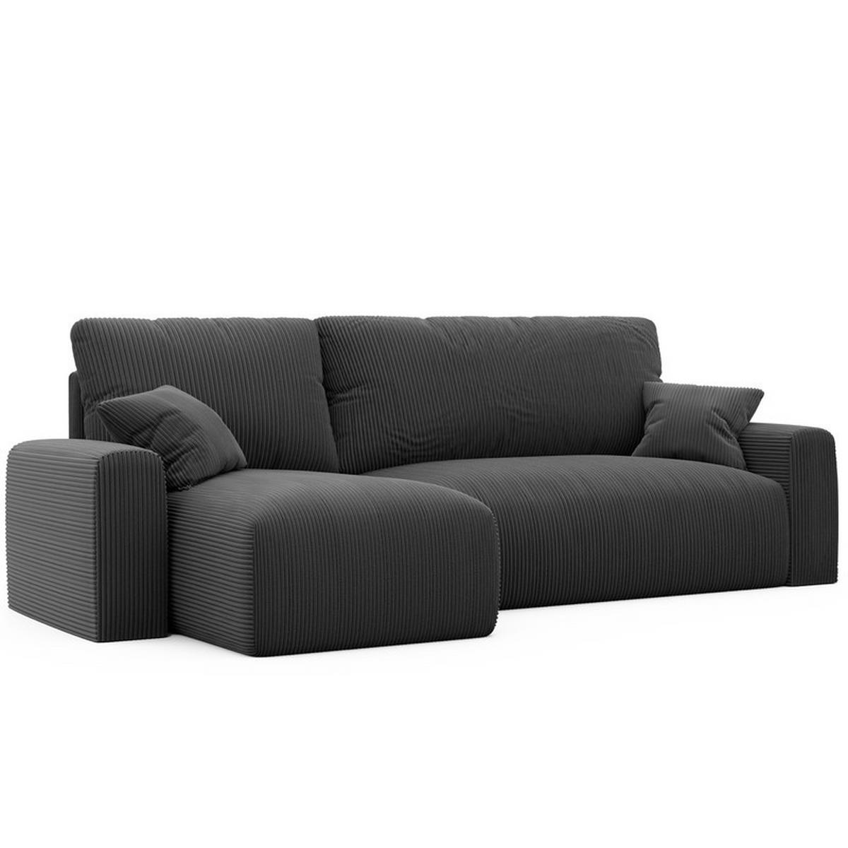 ECKSOFA JOBO mit Schlaffunktion und Bettkasten Anthrazit - Schwarz, Holzwerkstoff/Textil (250/160cm) - Idohome