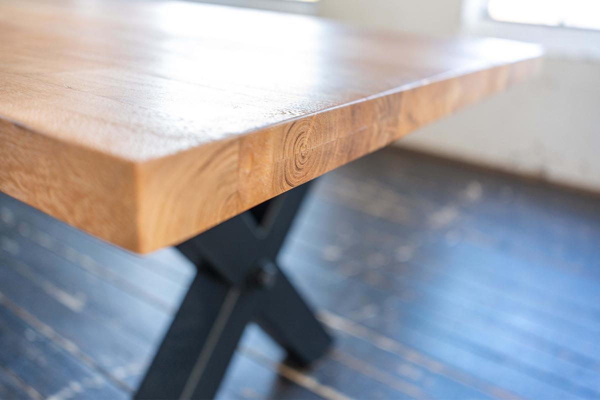 ESSTISCH MIT GERADER KANTE PALO Braun Akazie - Schwarz/Braun, Holz/Metall (100/220/78cm) - KAWOLA