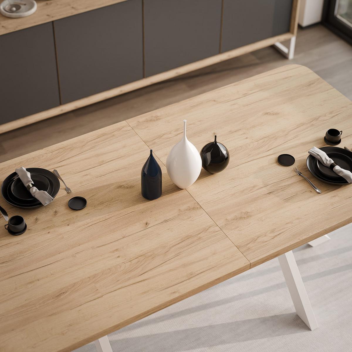 AUSZIEHTISCH DANTON 200/100/76 cm, Weiß / Kraft-Eiche - Eichefarben/Weiß, Holzwerkstoff/Metall (100/200/76cm) - Idohome