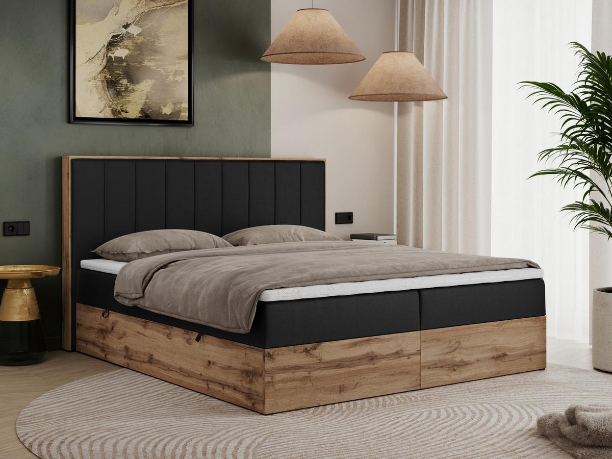 BOXBETT BELLISSIMO 140/200 Schwarz Kunstleder - H3 - Schwarz, Holz/Textil (140/200cm) - MKS