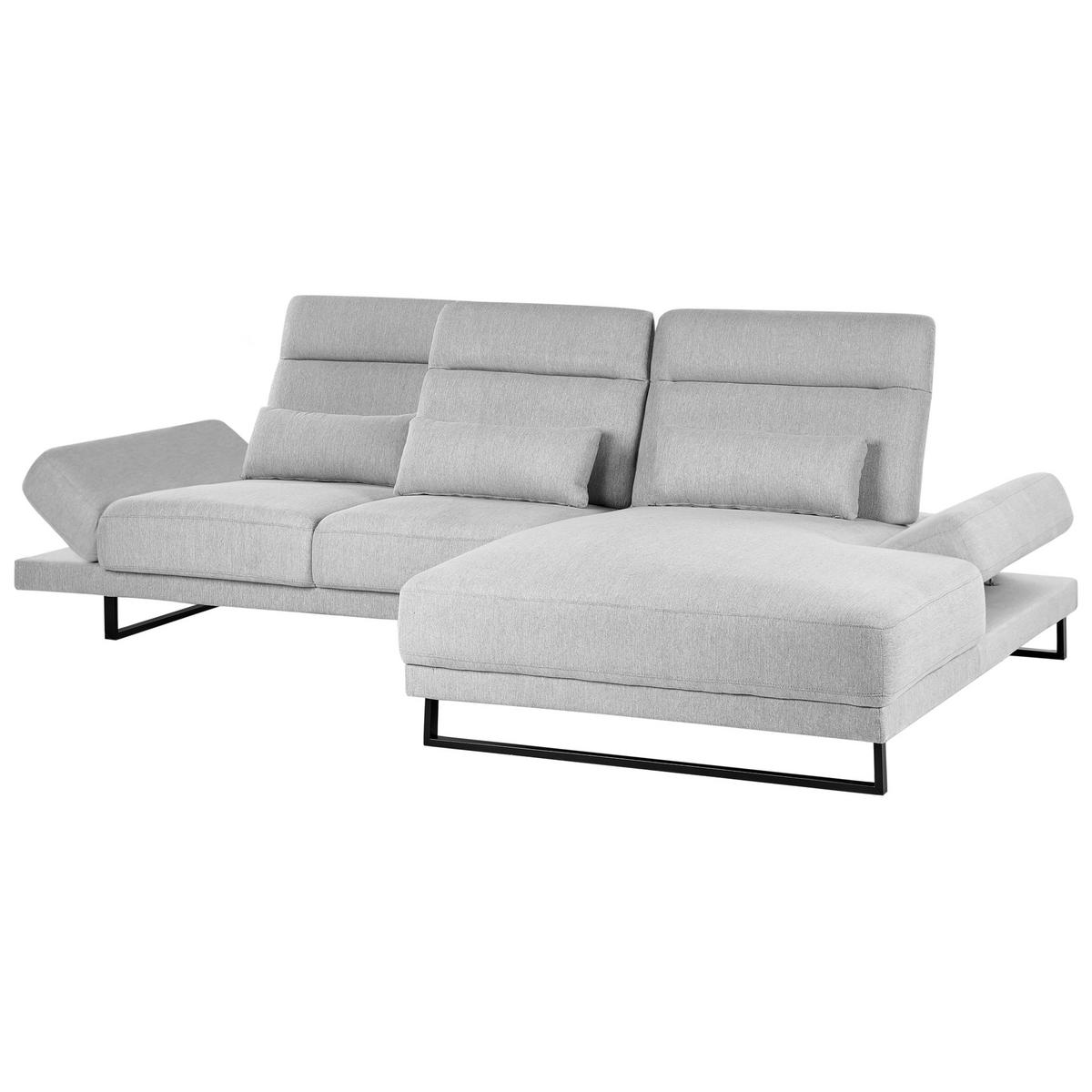 ECKSOFA 4-Sitzer Stoff Hellgrau linksseitig Ikast - Hellgrau/Schwarz, Textil (320/214cm) - Beliani