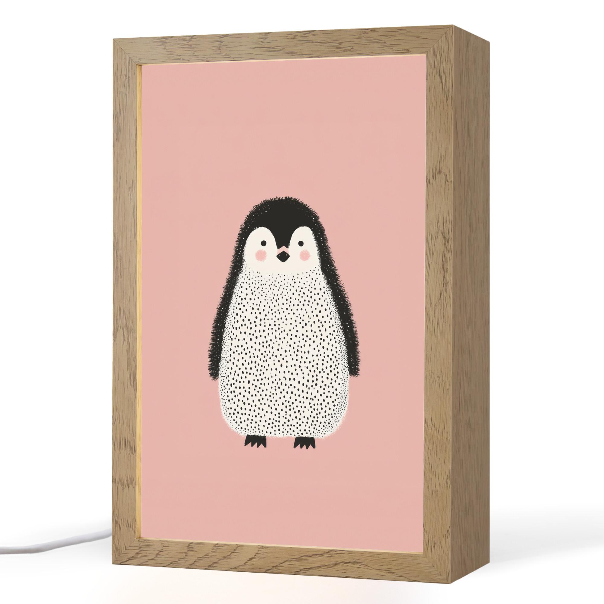 NACHTTISCHLAMPE Pinguin - Punkte - Minimalistisch - Rosa 20x30 cm - Rosa, Holzwerkstoff (8/20/30cm) - OnlyWow