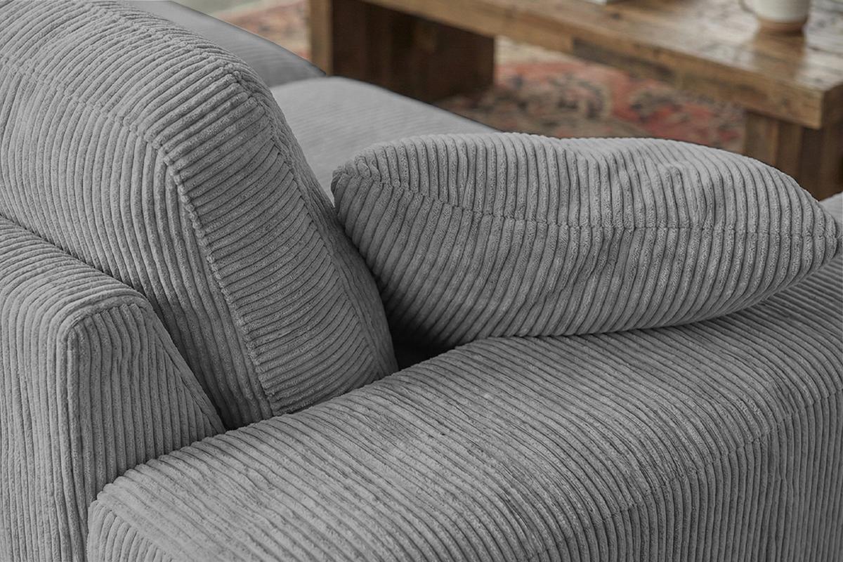SOFA NETTA Grau Cord - Braun/Grau, Birkenholz/Textil (258/90/116cm) - KAWOLA