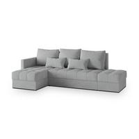 ECKSOFA LUMARI L-S Hellgrau Plüsch-Stoff mit Schlaffunktion - Hellgrau, Holz (262/143cm) - MASSENO