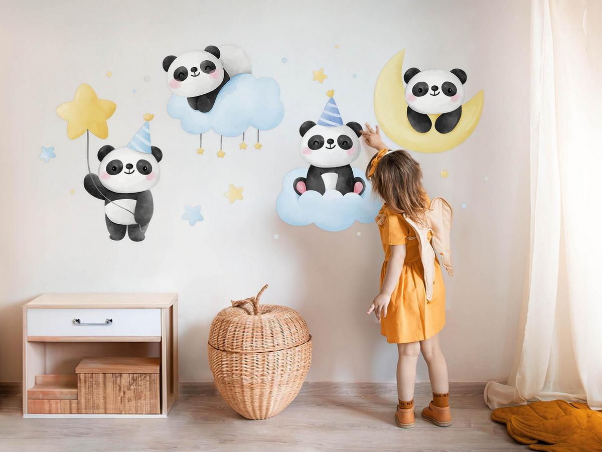 WANDAUFKLEBER 60x84cm - Pandabären - Multicolor, Kunststoff (60/84/0.1cm) - Wallfluent