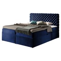 BOXBETT Chesterfield - H3 - Dunkelblau, Holz (120/200cm) - MIRJAN24
