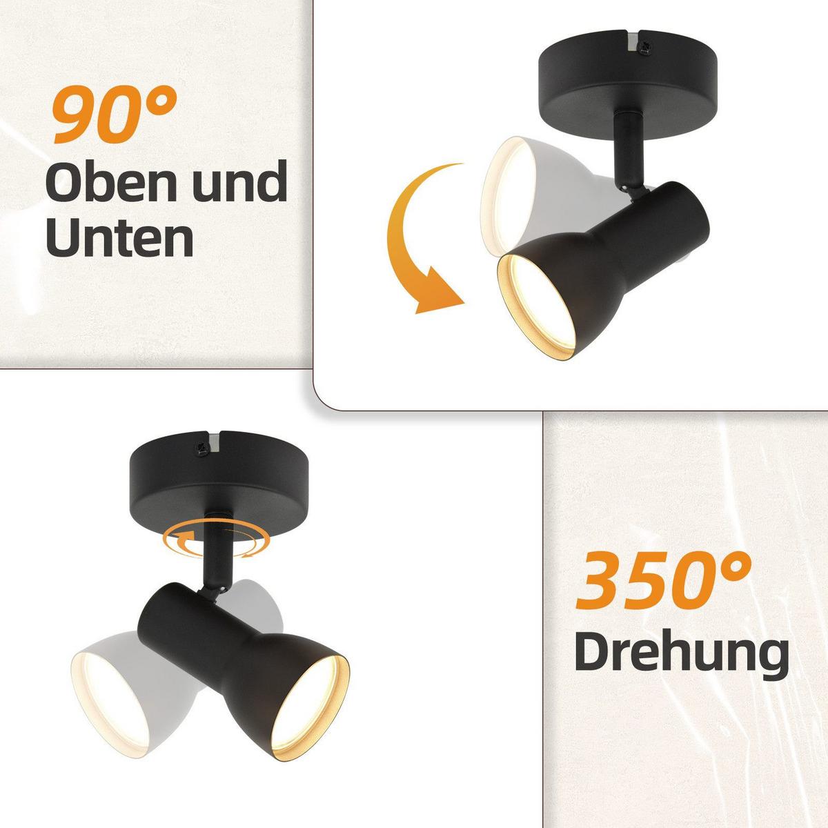DECKENSTRAHLER Warmeschimmer 1-flammig 13.5/8/9cm - Schwarz, Metall (13.5/8/9cm) - Nettlife