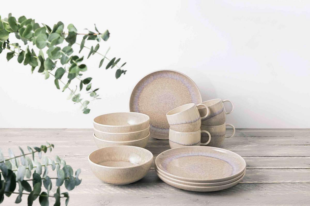 FRÜHSTÜCKS-SET Perlemor Sand beige 6-tlg. - Beige, Keramik (28/22/38cm) - like.Villeroy & Boch