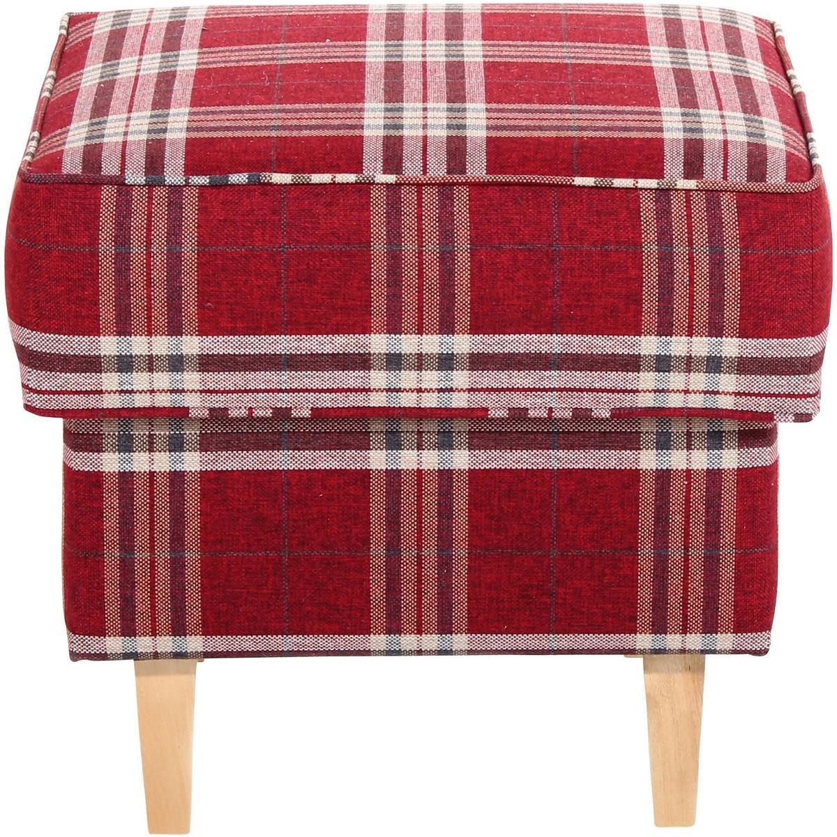 HOCKER Karlen Bezug Flachgewebe Buche natur / rot - Weinrot/Buchefarben, Kunststoff (53/45/53cm) - 58aufmkessel