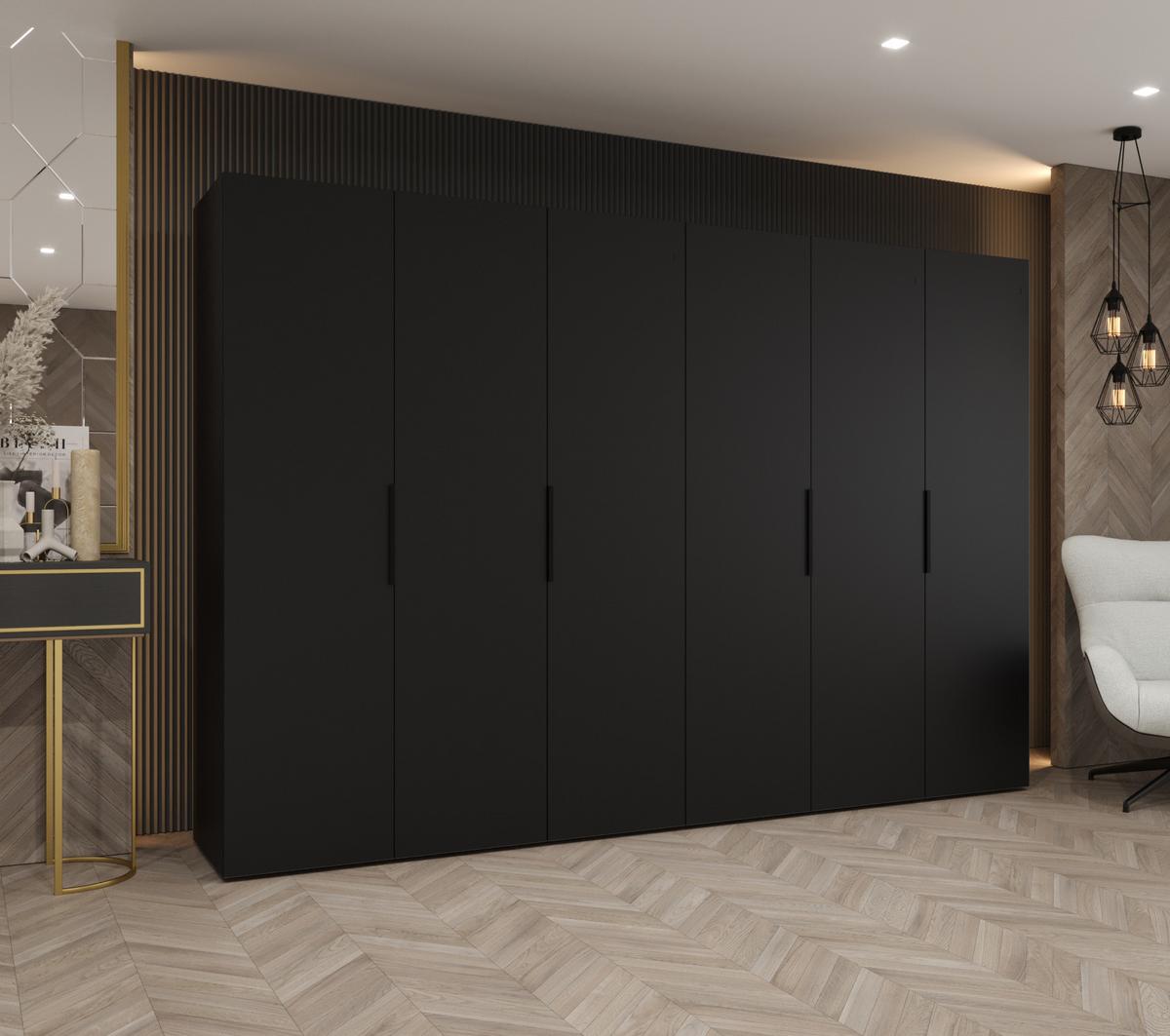 DREHTÜRENSCHRANK 202/300/52 6-türig - Schwarz, Holz (300/202/52cm) - MÖBEL KRYSPOL