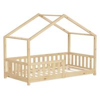 HAUSBETT 80x160 cm Natur aus Kiefernholz mit Rausfallschutz - Beige, Holz (80/160cm) - ML-DESIGN