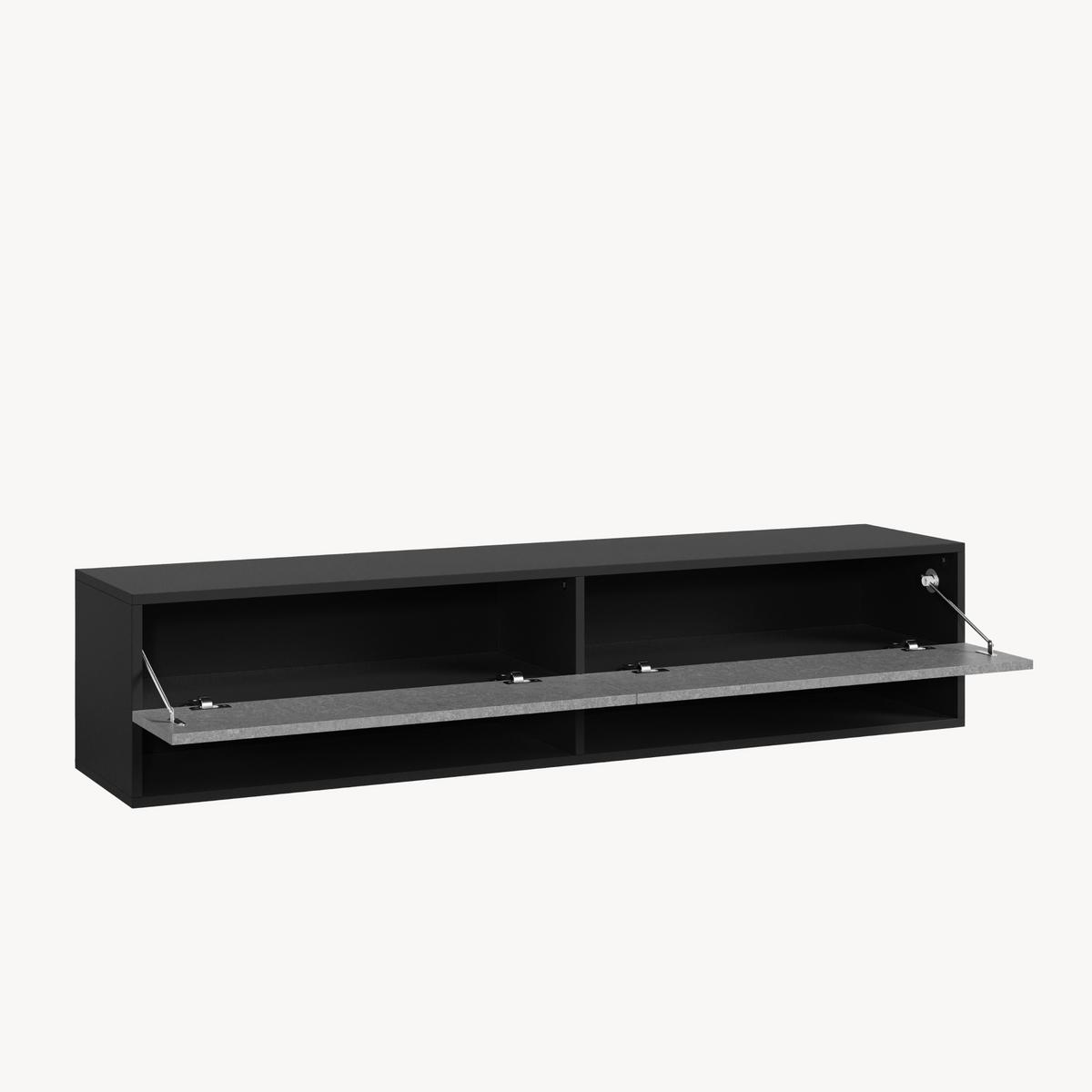 HÄNGELOWBOARD Halmstad - Schwarz/Grau, Holzwerkstoff (140/30/31cm) - [en.casa]