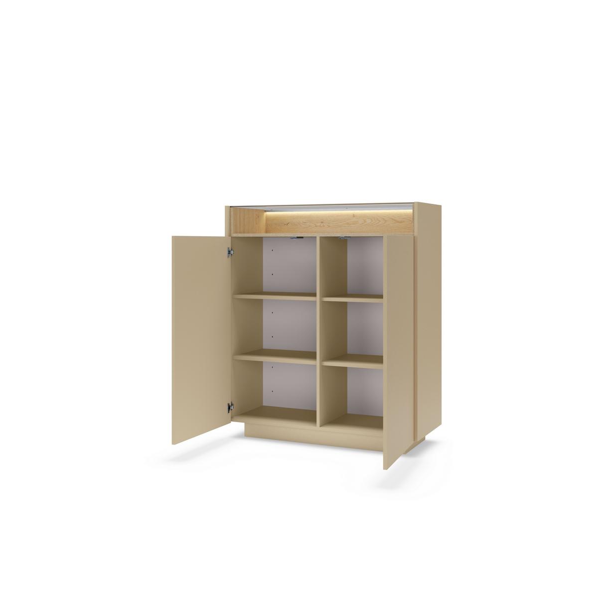 KOMMODE PORTA 103,2/119,2/39,5cm mit Schubladen 2 Türen Beige - Eichefarben/Beige, Holzwerkstoff (103.2/119.2/39.5cm) - MASSENO