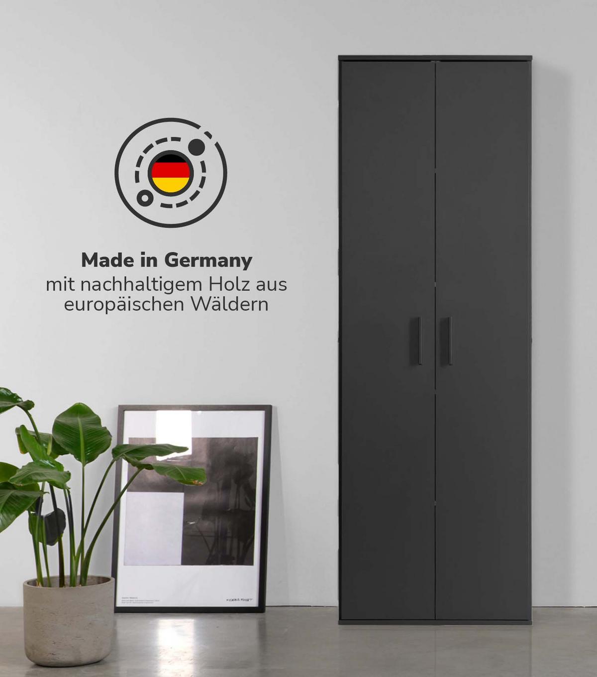 MEHRZWECKSCHRANK Der Lange - Anthrazit/Schwarz, Holzwerkstoff (60/180/34cm) - Mokebo