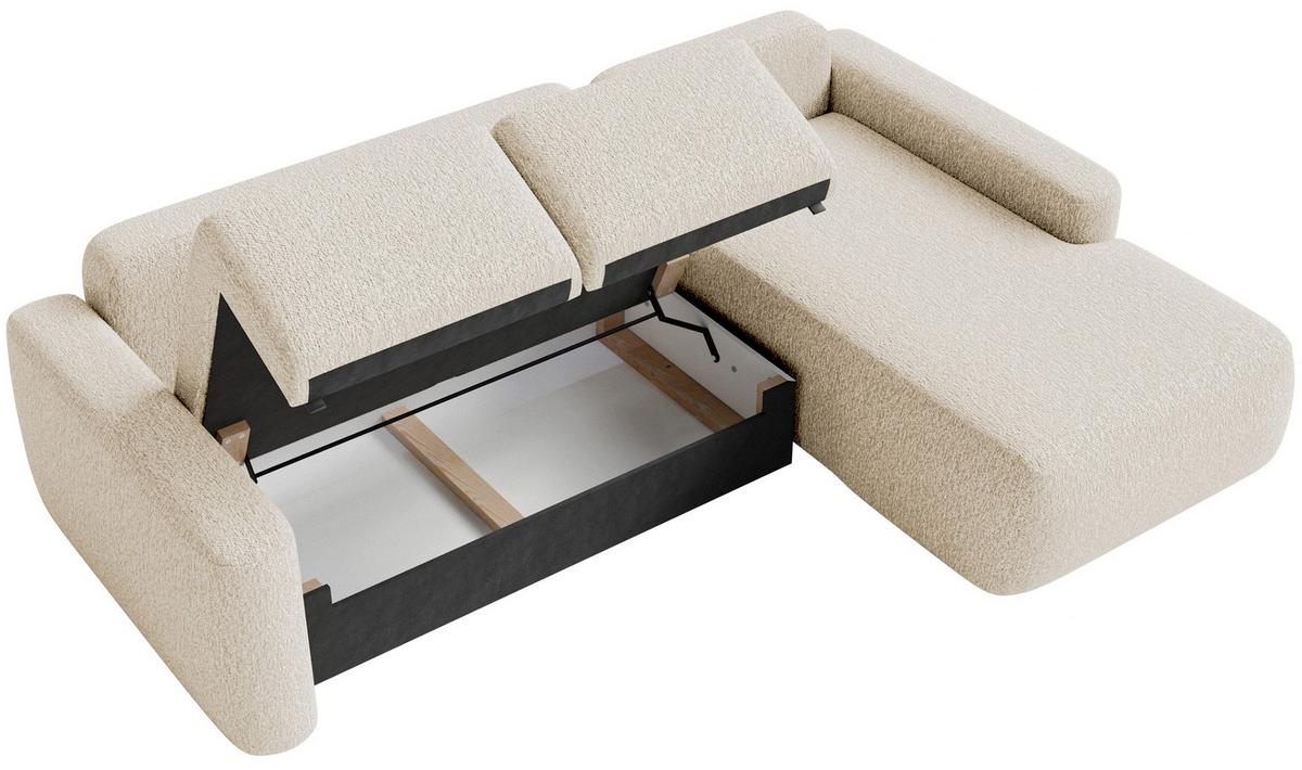ECKSOFA Carnos Mini Hellbeige Chenille - Ecru/Schwarz, Kunststoff/Textil (164/238cm) - Selsey