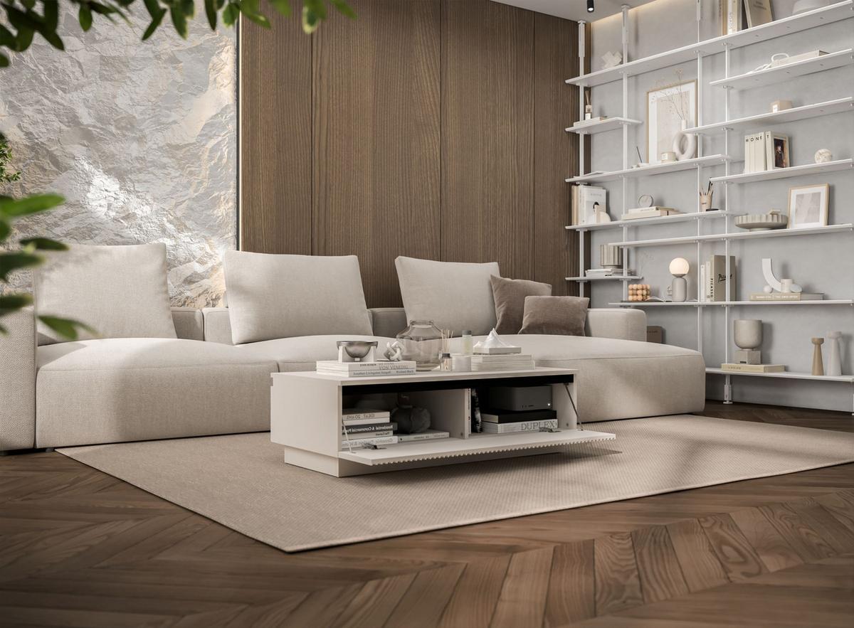 COUCHTISCH Selene Kaschmir matt 109 cm mit Sockel - Kaschmir, Holzwerkstoff (50/109/32cm) - Meble Lindner