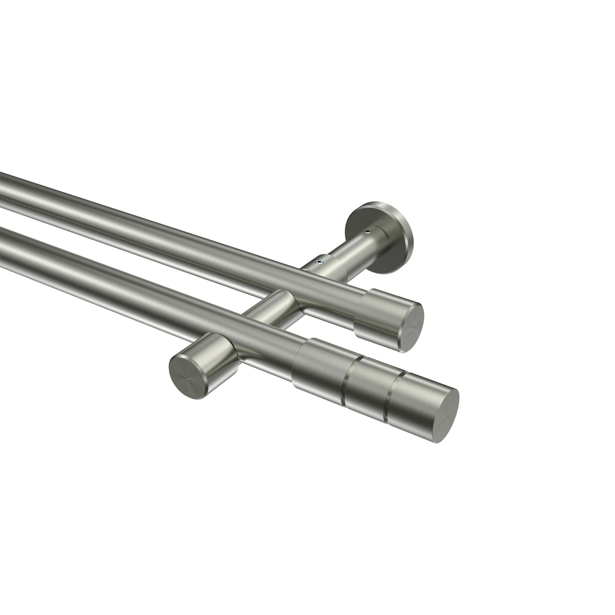 GARDINENSTANGE Prestige Elanto 240 cm (geteilt in 2 x 120 cm), 2-läufig (ohne Ringe), 20 mm Ø Edelstahl-Optik - Edelstahlfarben, Metall (240cm) - INTERDECO