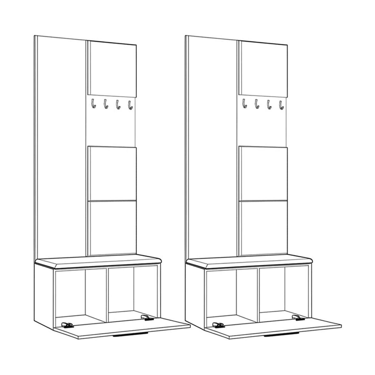 GARDEROBENSCHRANK MODULO 161,2/204/40 cm Modern Garderobe-Set Schwarz - Schwarz/Grau, Holzwerkstoff (161.2/204/40cm) - MASSENO