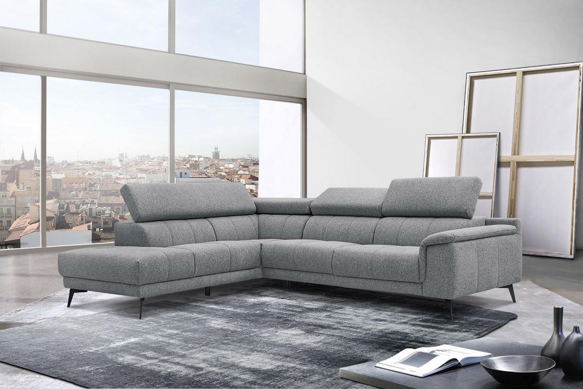 ECKSOFA FIERO 5-Sitzer, grau - Schwarz/Grau, Holzwerkstoff/Textil (158/269cm) - Wozimo
