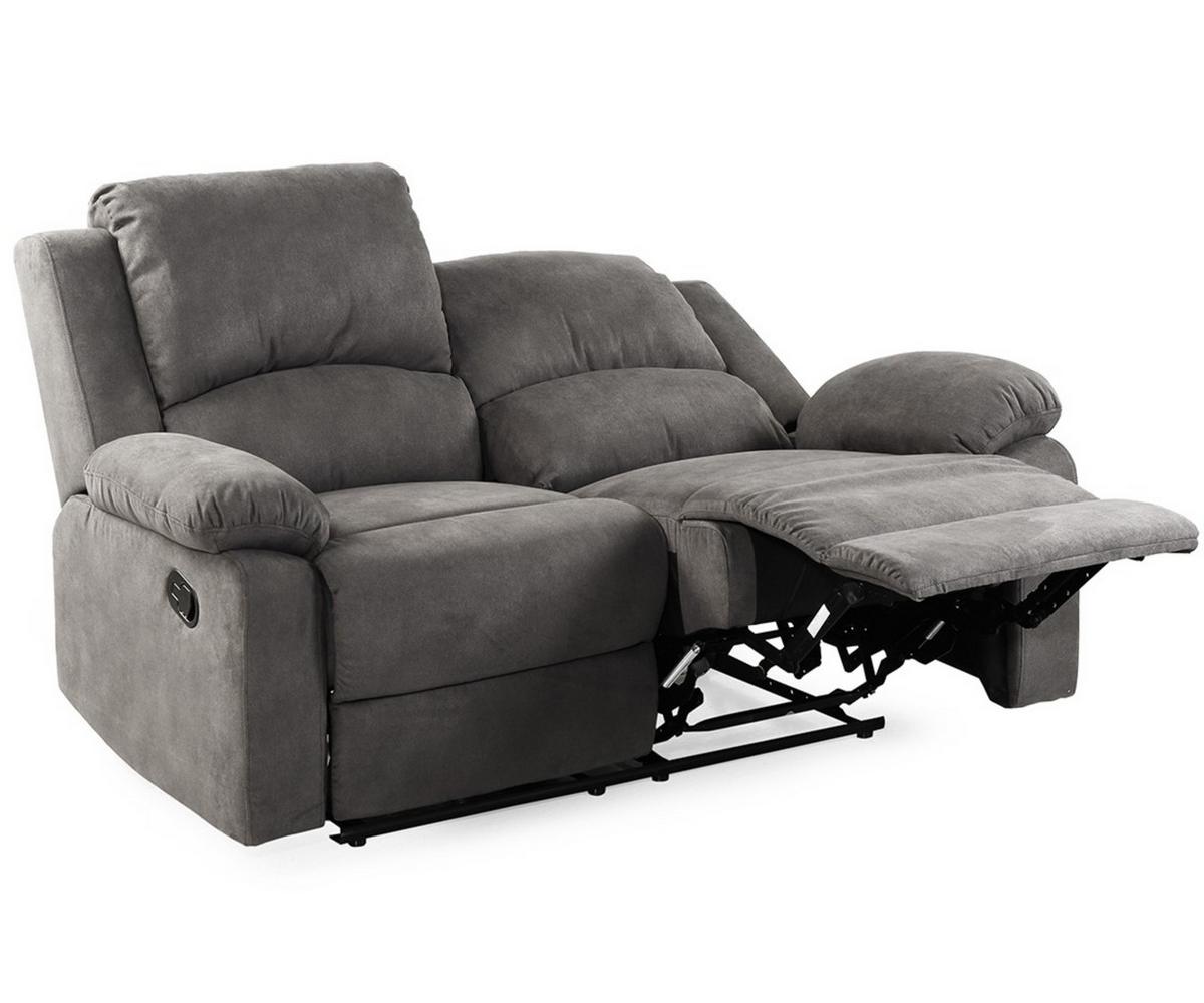 2-SITZER-RELAXSOFA Federkern, Liegefunktion verstellbar durch halbautomatische Relaxfunktion B148/T87/H97 cm, Mikrofaser Vintage Anthrazit / 15130 - Anthrazit/Schwarz, Textil (148/97/87cm) - luma-home