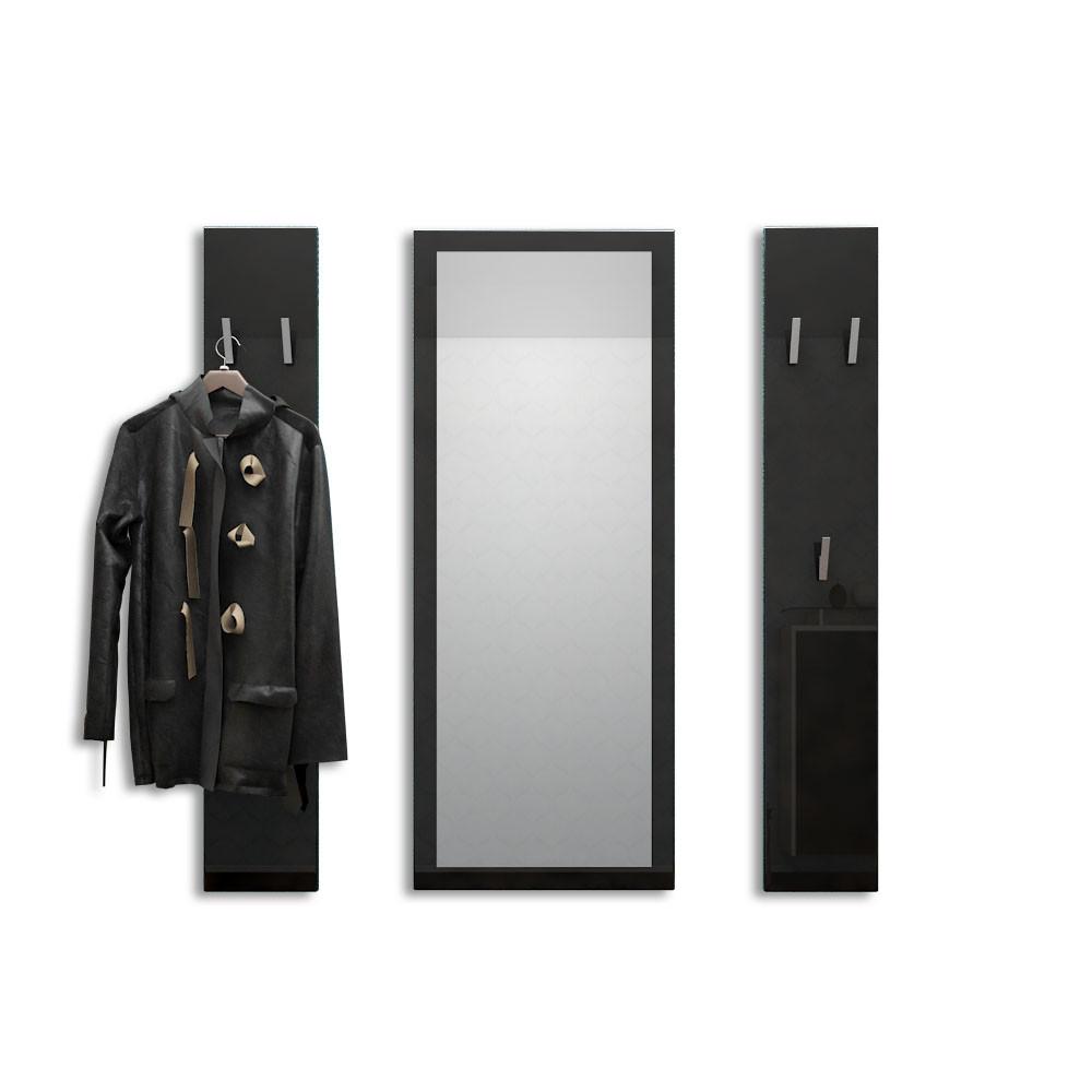 GARDEROBE Spot Schwarz Hochglanz - Schwarz Hochglanz, Holzwerkstoff (120/140/2cm) - Vladon