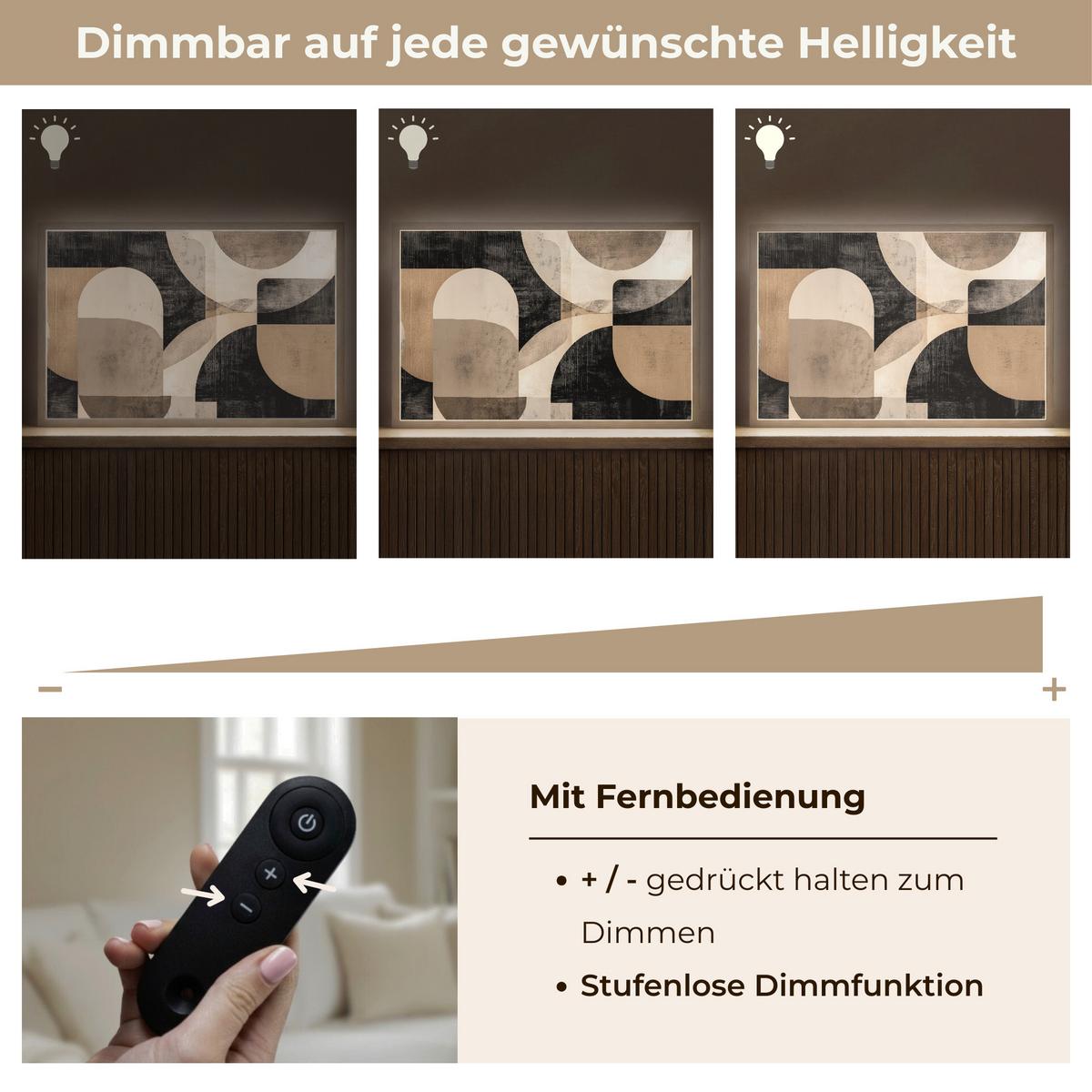 WANDLEUCHTE MIT AKKU Abstrakt - Formen - Modern - Beige 60x40 cm - Grau, Holzwerkstoff (60/40/8cm) - OnlyWow