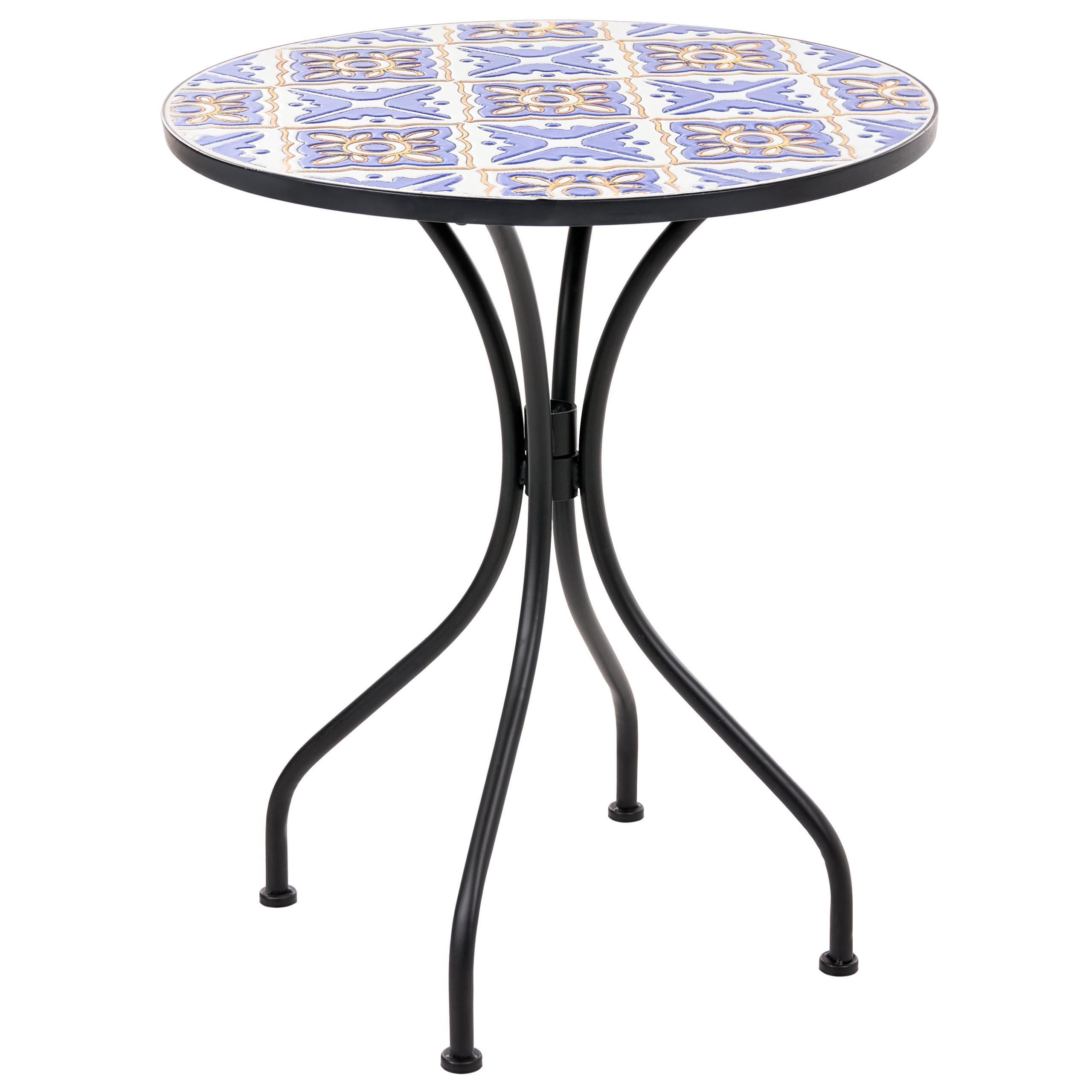 BISTROTISCH 60/60 cm Metall Weiß/Blau Siponto - Blau/Schwarz, Metall (60/60/71cm) - Beliani