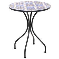 BISTROTISCH 60/60 cm Metall Weiß/Blau Siponto - Blau/Schwarz, Metall (60/60/71cm) - Beliani