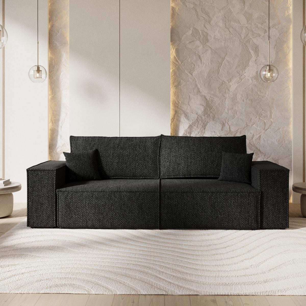 SOFA RESSO mit Schlaffunktion Schwarz im Neve Stoff - Schwarz, Holz/Holzwerkstoff (255/70/105cm) - AltaBeds