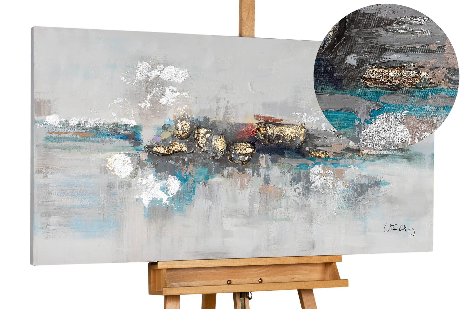 ÖLGEMÄLDE 120/60 cm - Grau, Holz/Textil (120/60cm) - KUNSTLOFT