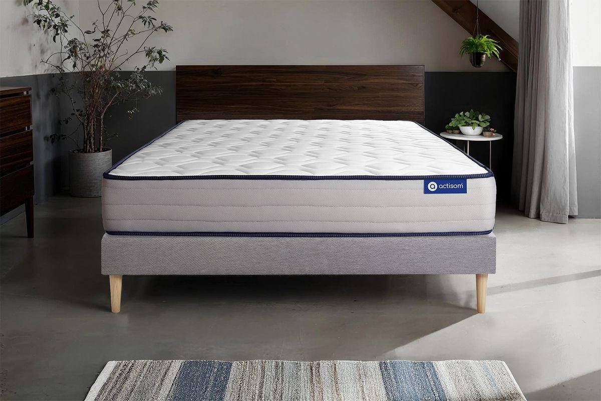 BETT Actimemo form Memory-Schaum 80 x 200 cm h3 - Kit Bettgestell Grau - Beige/Grau, Karton/Holz (80/200cm) - ACTISOM