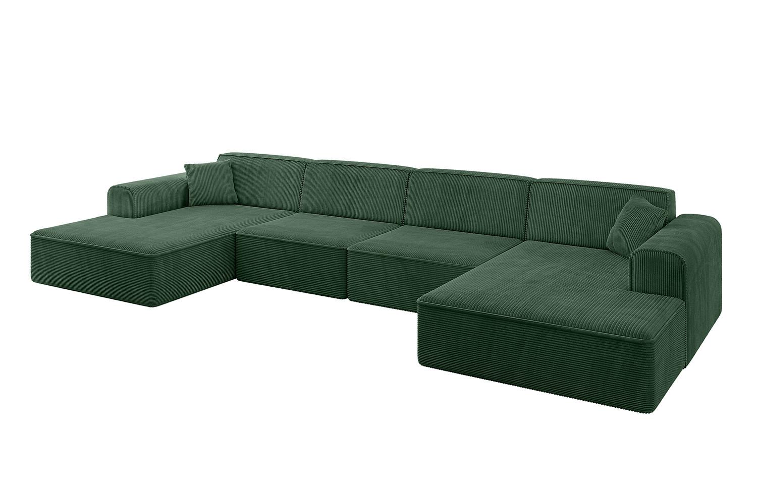 WOHNLANDSCHAFT IREA-U2-v3 - 386x165x77 cm Grün - Currygelb, Holzwerkstoff/Textil (386/77/165cm) - ALTDECOR