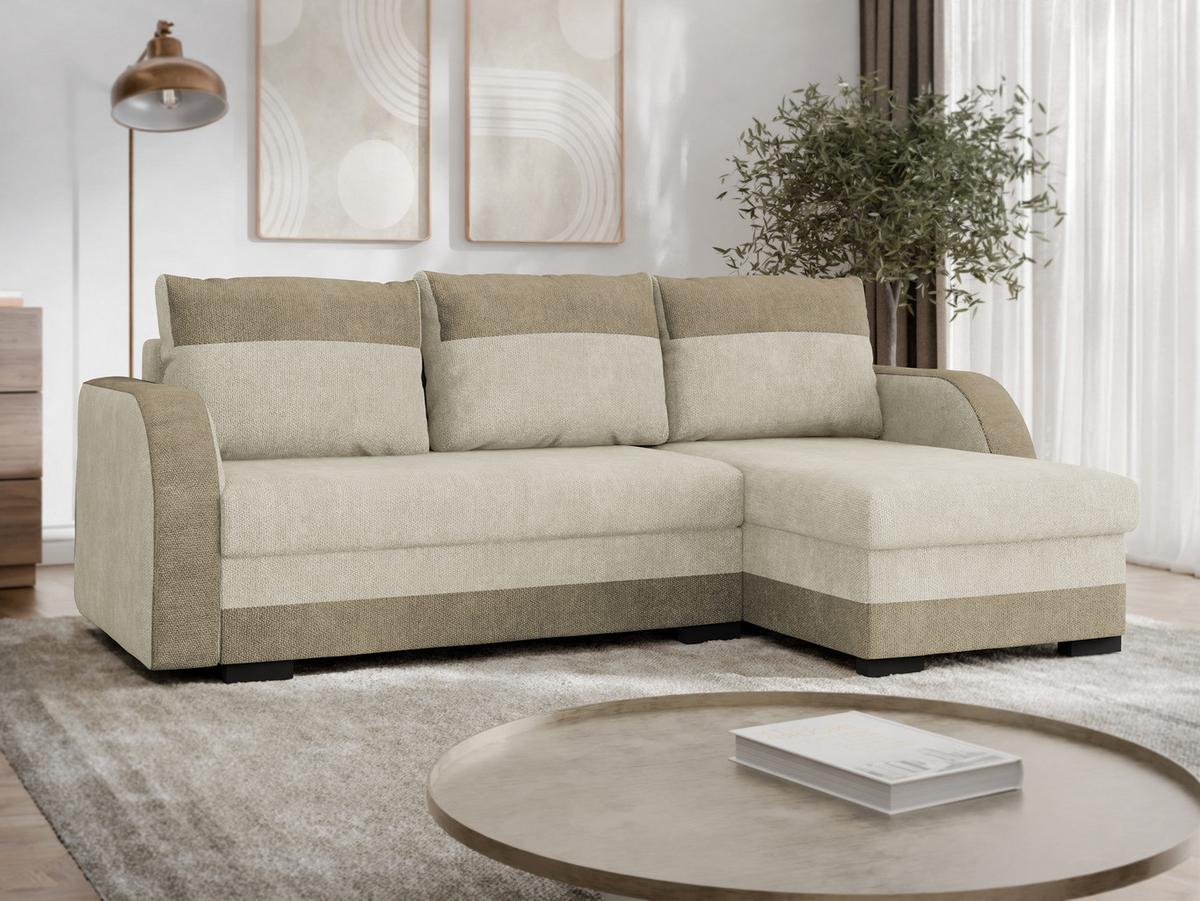 ECKSOFA Jozef - Sandfarben/Creme, Holz/Textil (230/140cm) - MIRJAN24