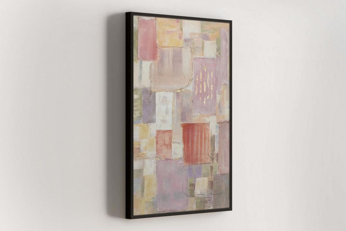 ACRYLBILD HANDGEMALT 83/123 cm - Pink/Beige, Textil (83/123cm) - KUNSTLOFT