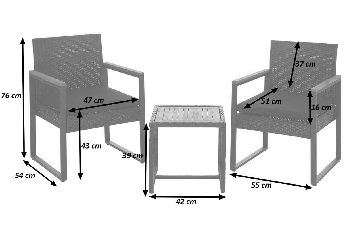 POLY-RATTAN GARNITUR Grau - Grau, Kunststoff - MCW