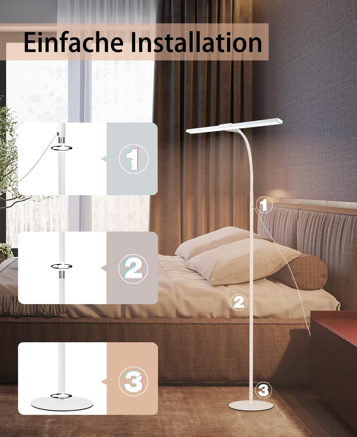 STEHLAMPE Lichtwin 26.0/22.0/156.0 cm - Weiß, Metall (156/26/22cm) - ZMH