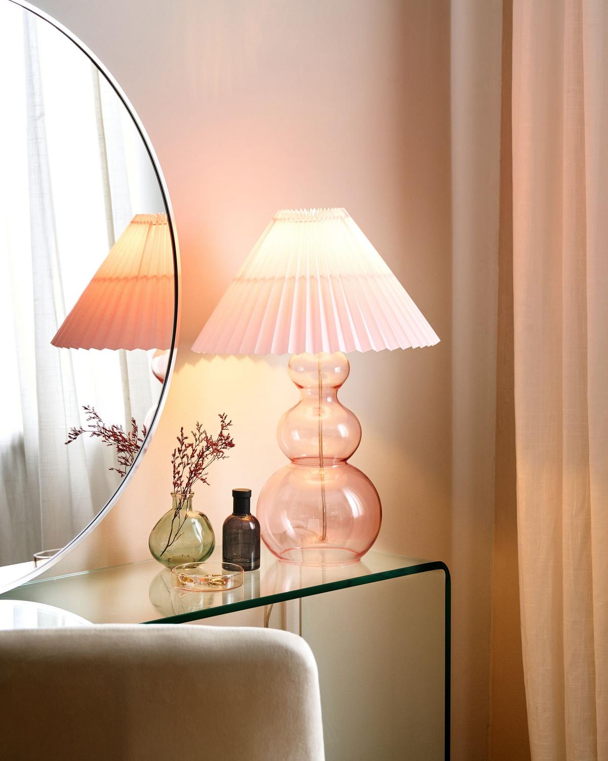 TISCHLAMPE Glas Rosa Sengwa - Pink, Glas (36/36/54cm) - Beliani