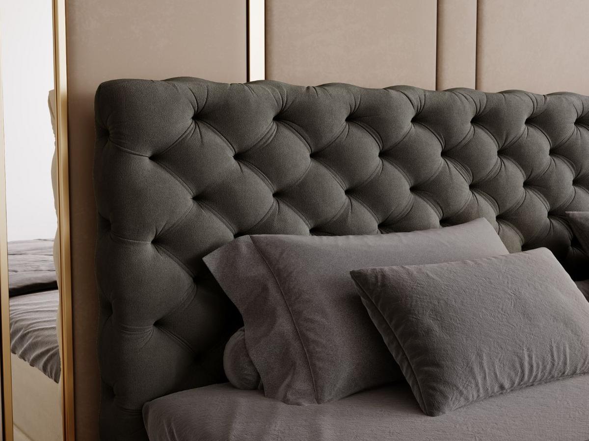 BOXBETT Bergamo 140x200 Dunkelgrau - Dunkelgrau/Schwarz, Holz/Textil (140/200cm) - Graingold