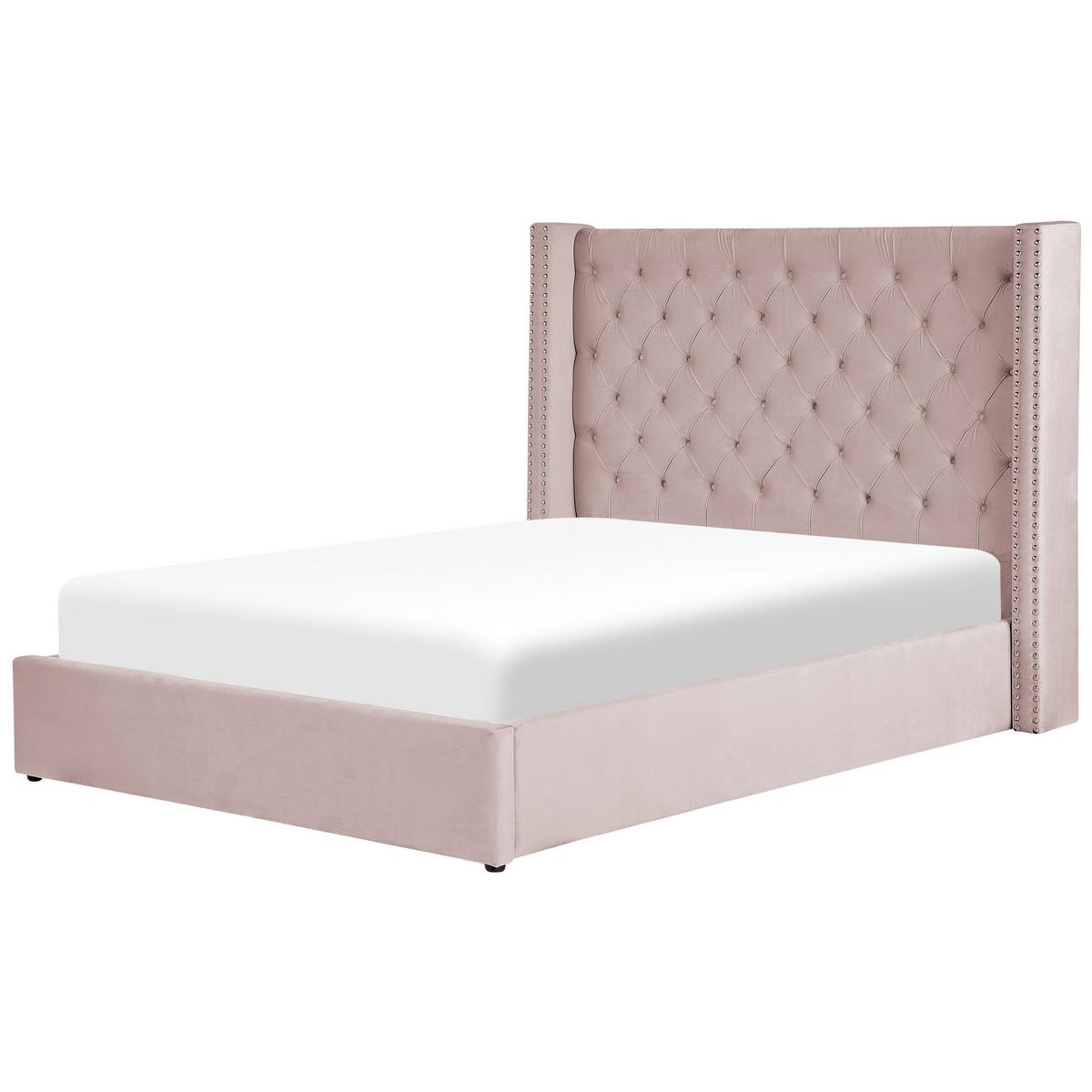 POLSTERBETT 140/200cm Pastellrosa Lubbon - Pink, Textil (140/200cm) - Beliani